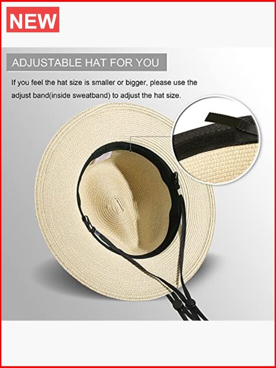 Wide Brim Straw Panama Roll up Fedora Beach Sun Hat UPF50+ main image 5